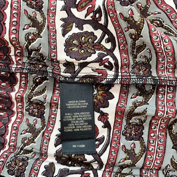 NEW Frye Boho Cottage brown paisley V-neck long sleeve pleated retro maxi dress - Picture 8 of 16